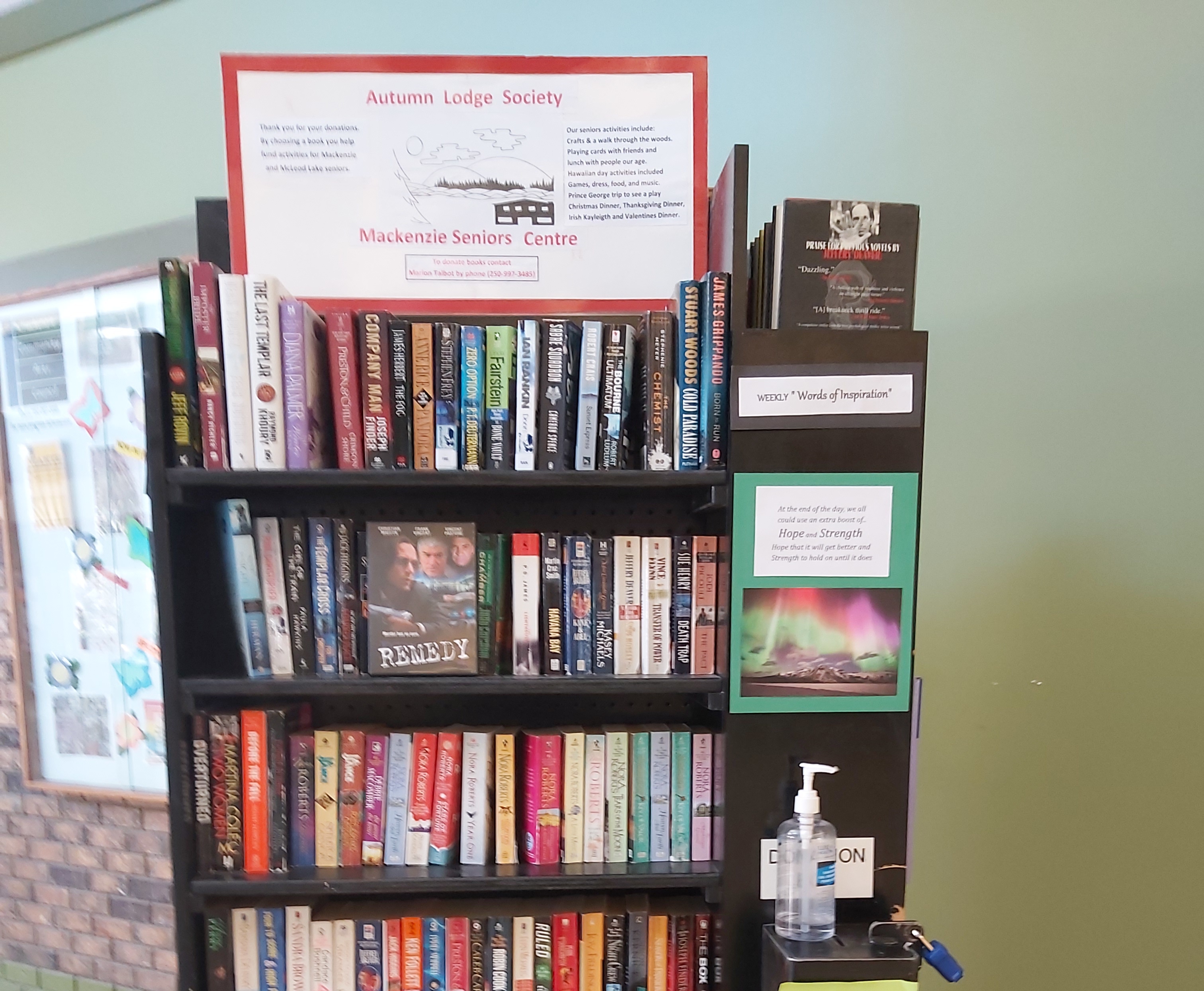 Bookshelf carousel filled with donated books